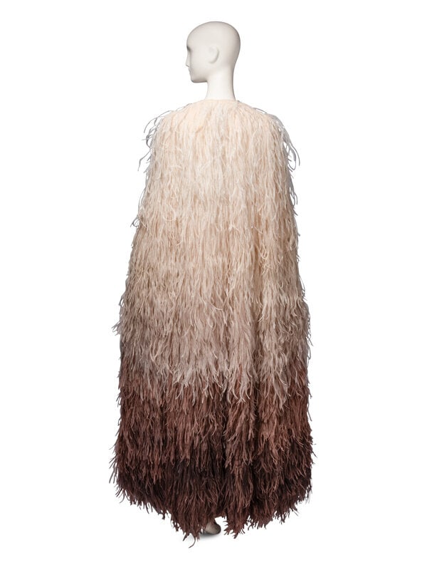 Guy Laroche Haute Couture, Beaded Cream Gown & Ostrich Cape  - 8