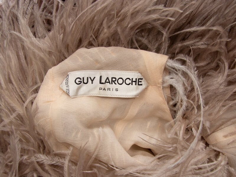 Guy Laroche Haute Couture, Beaded Cream Gown & Ostrich Cape  - 9