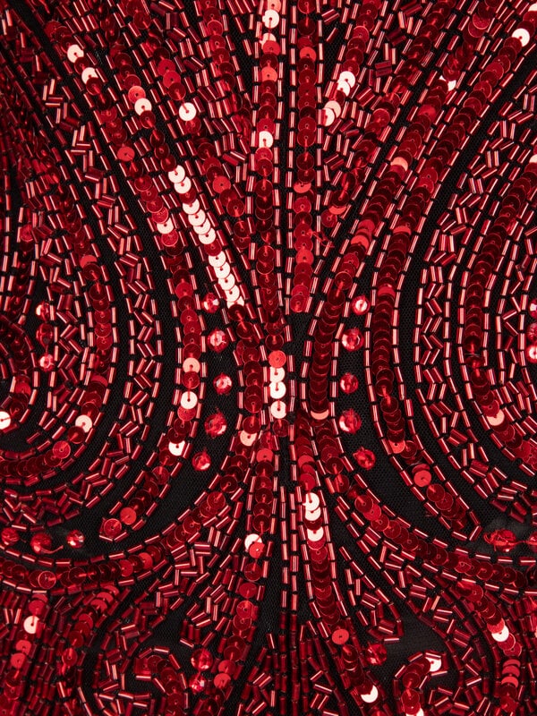 Bob Mackie, Red Sequined Strapless Gown - 4