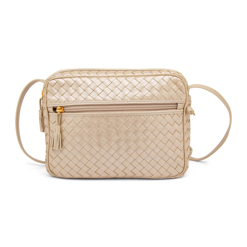Bottega Veneta, Metallic Intrecciato Shoulder Bag  - 3