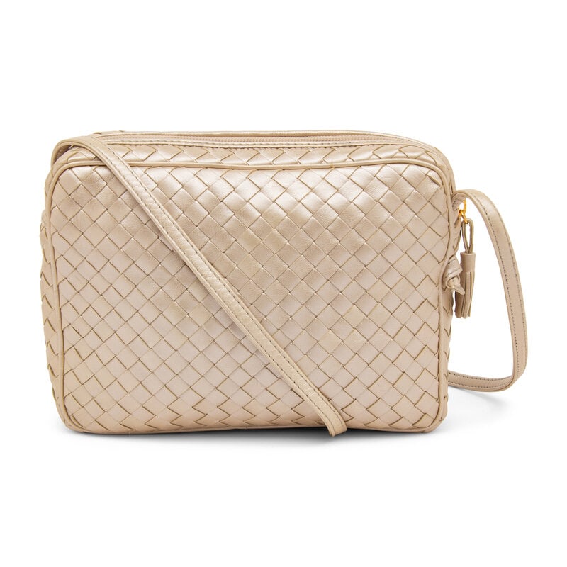 Bottega Veneta, Metallic Intrecciato Shoulder Bag  - 5