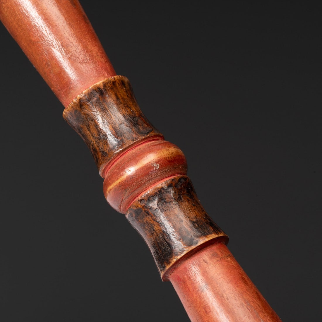 Monumental Ojibwe Calumet Pipe, with Fine Lead Inlay Burl Bowl - 6