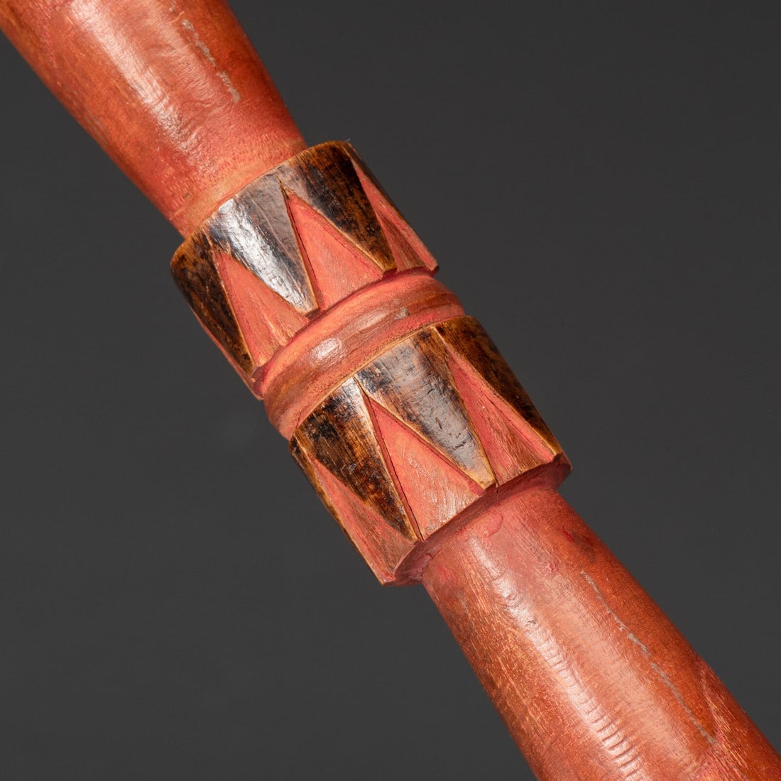 Monumental Ojibwe Calumet Pipe, with Fine Lead Inlay Burl Bowl - 7