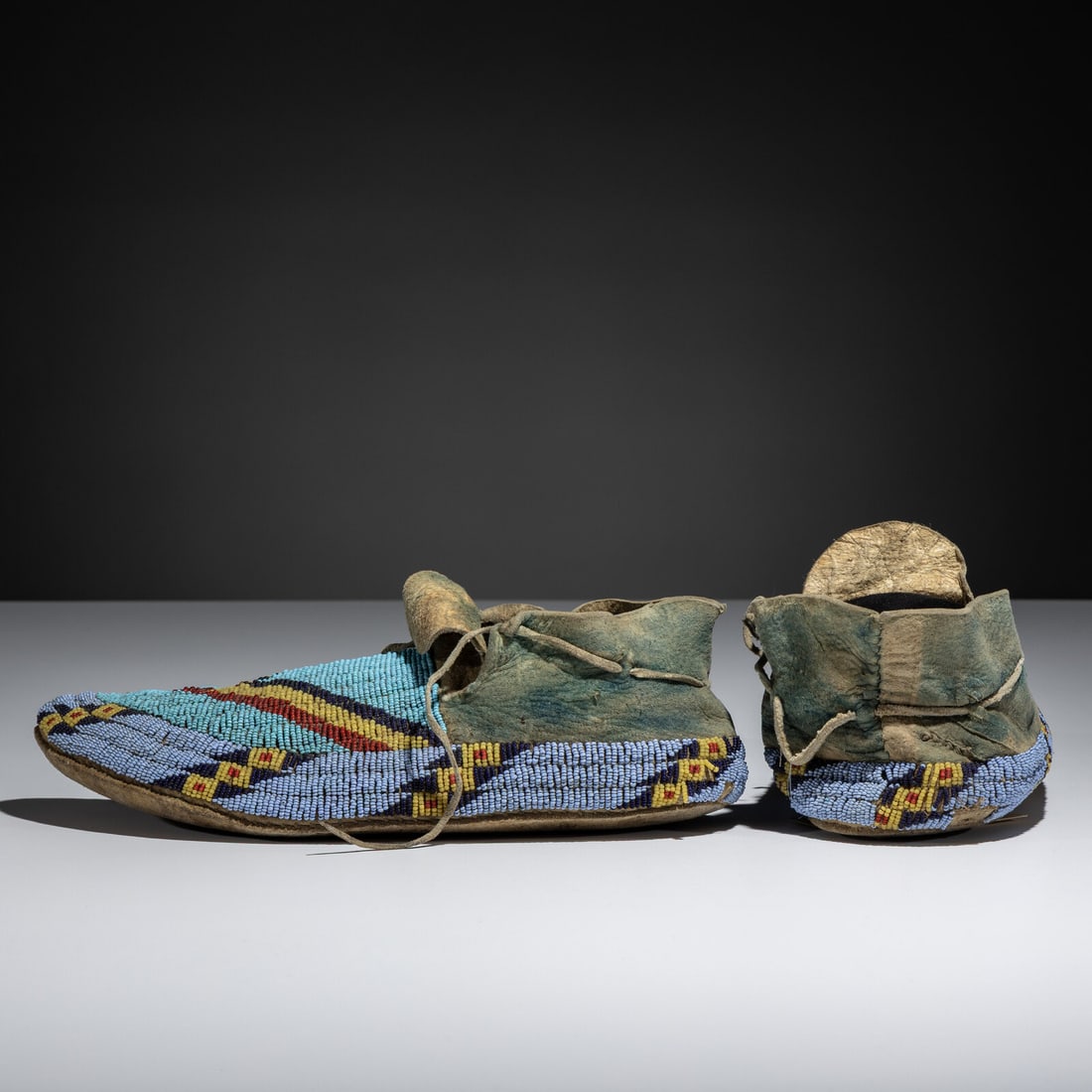 Sioux Beaded Buffalo Hide Moccasins - 2