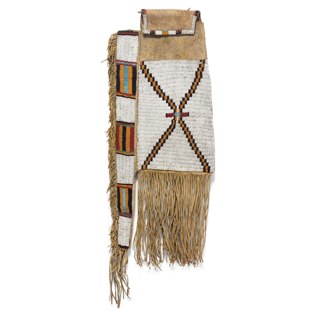 Ute Beaded Buffalo Hide Tobacco Bag, with Pipe Holder (1 of 2)