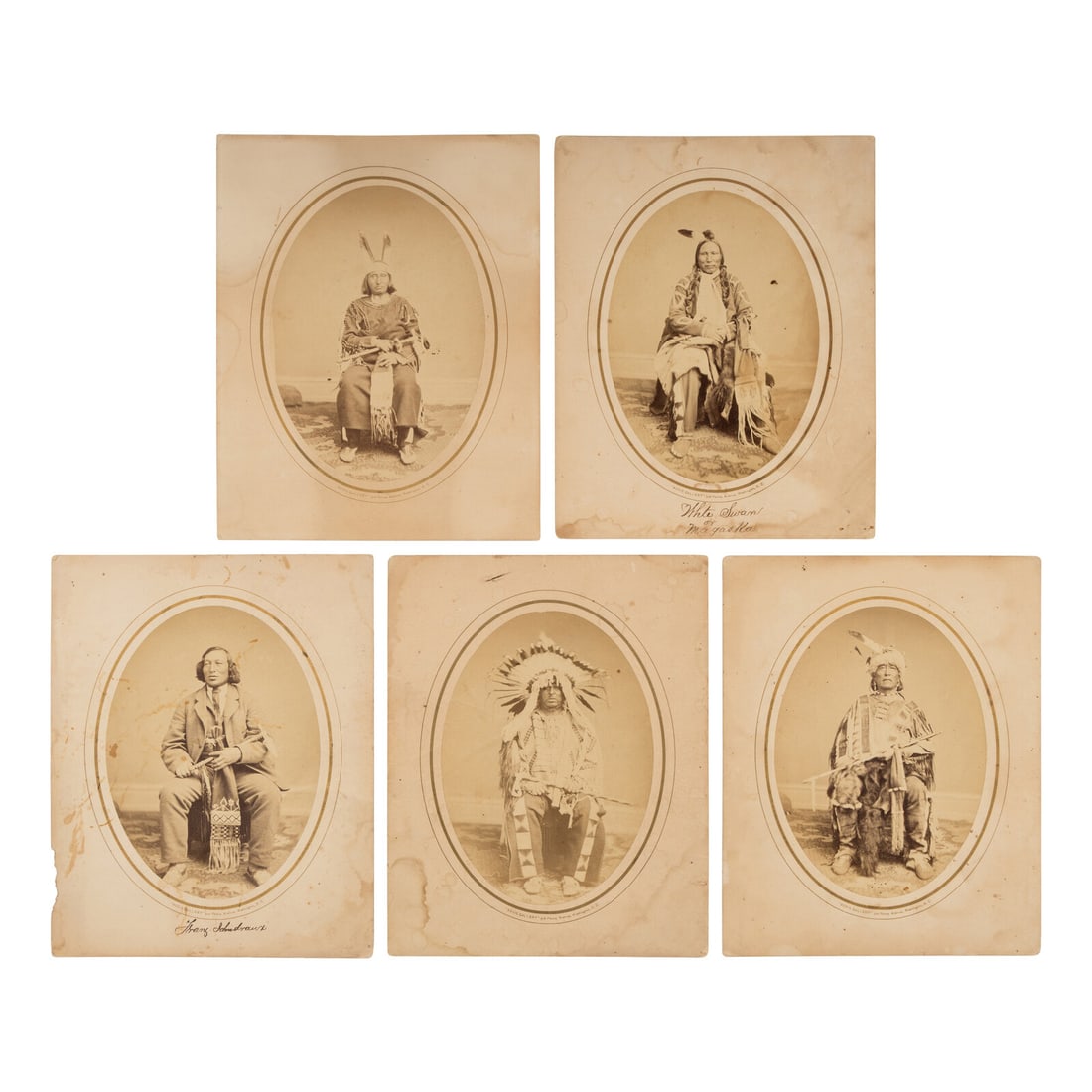Antonio Zeno Shindler (1823-1899) Identified Yankton Sioux Leaders. Washington, DC, ca 1867-1868: Antonio Zeno Shindler (1823-1899) Identified Yankton Sioux Leaders. Washington, DC, ca 1867-1868 albumen photographs five albumen photographs, each approx. 7 1/4 x 5 1/4 in., on original 10 x 8 in.