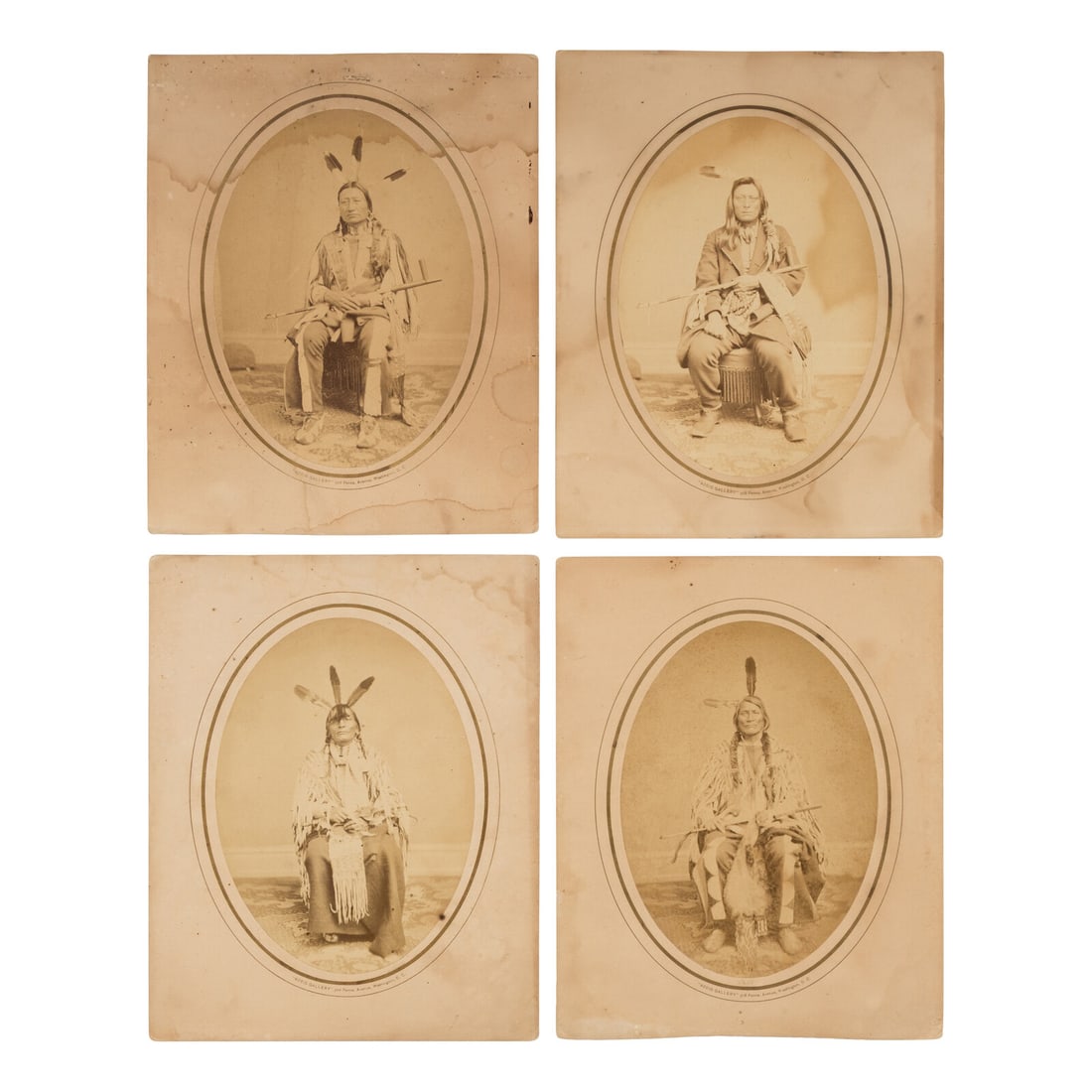 Antonio Zeno Shindler (Bulgarian, 1823-1899) Identified Sioux Leaders. Washington, DC, ca 1867-1868: Antonio Zeno Shindler (Bulgarian, 1823-1899) Identified Sioux Leaders. Washington, DC, ca 1867-1868 albumen photographs four albumen photographs, each approx. 7 1/4 x 5 1/4 in., on original 10 x 8