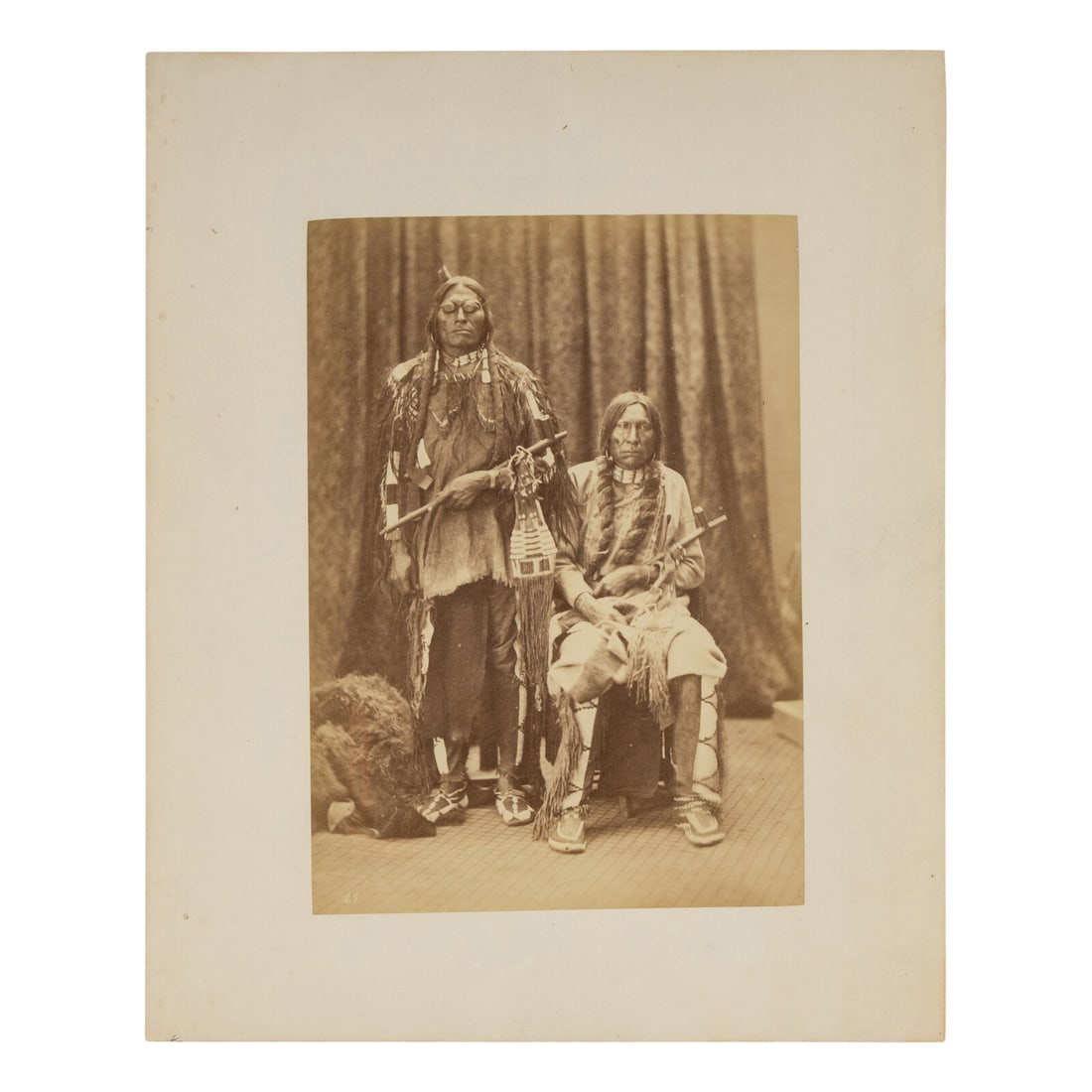 Alexander Gardner (1821-1882) Crazy Head and Spotted Wolf, Northern Cheyenne, ca 1870s: Alexander Gardner (1821-1882) Crazy Head and Spotted Wolf, Northern Cheyenne, ca 1870s albumen photograph 7 1/2 x 5 1/4 in. albumen photograph on cardstock mount. Uncredited but originally taken by Al