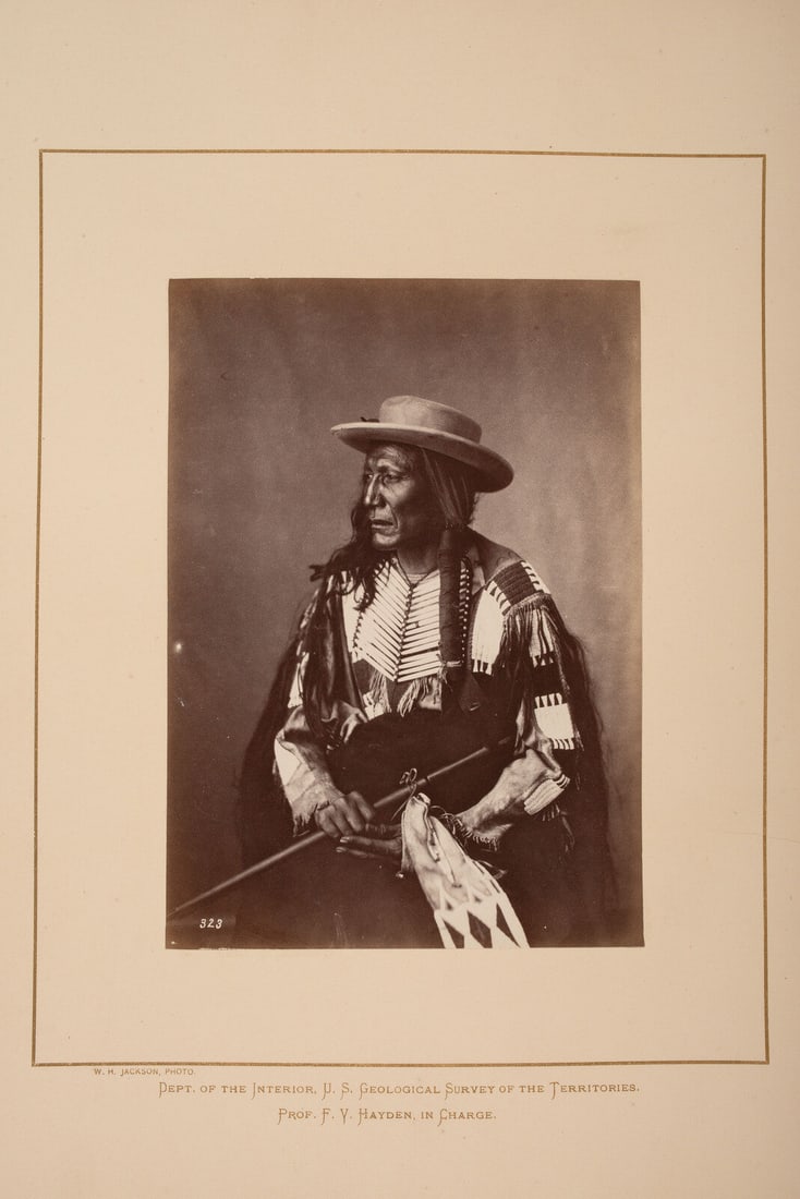 Alexander Gardner (1821-1882) High Wolf, Oglala Lakota, 1872: Alexander Gardner (1821-1882) High Wolf, Oglala Lakota, 1872 albumen photograph 7 1/4 x 5 1/4 in. albumen photograph on 14 x 11 in. Hayden Survey mount with credit at lower left to W.H. Jackson. Beaut