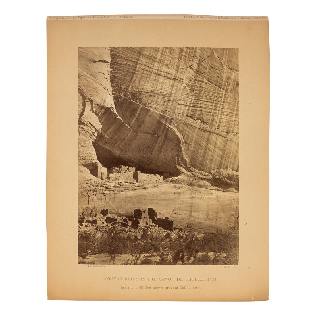Timothy O'Sullivan (American, 1840-1882) Ancient Ruins in the Cañon de Chelle, N.M. In a niche: Timothy O'Sullivan (American, 1840-1882) Ancient Ruins in the Cañon de Chelle, N.M. In a niche 50 feet above present Cañon bed., 1873 (No. 10) albumen photograph 10 3/4 x 8 in. albumen photo