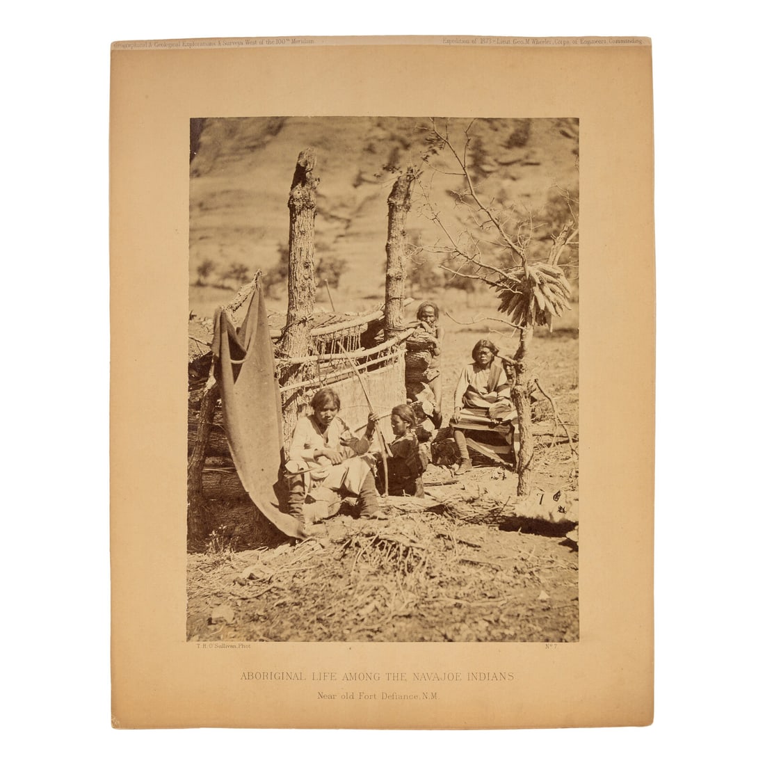 Timothy O'Sullivan (American, 1840-1882) Aboriginal Life Among the Navajo Indians Near Old Fort: Timothy O'Sullivan (American, 1840-1882) Aboriginal Life Among the Navajo Indians Near Old Fort Defiance, N.M., 1873 (No. 7) Albumen Photograph 10 3/4 x 8 in. albumen photograph on original cardstock
