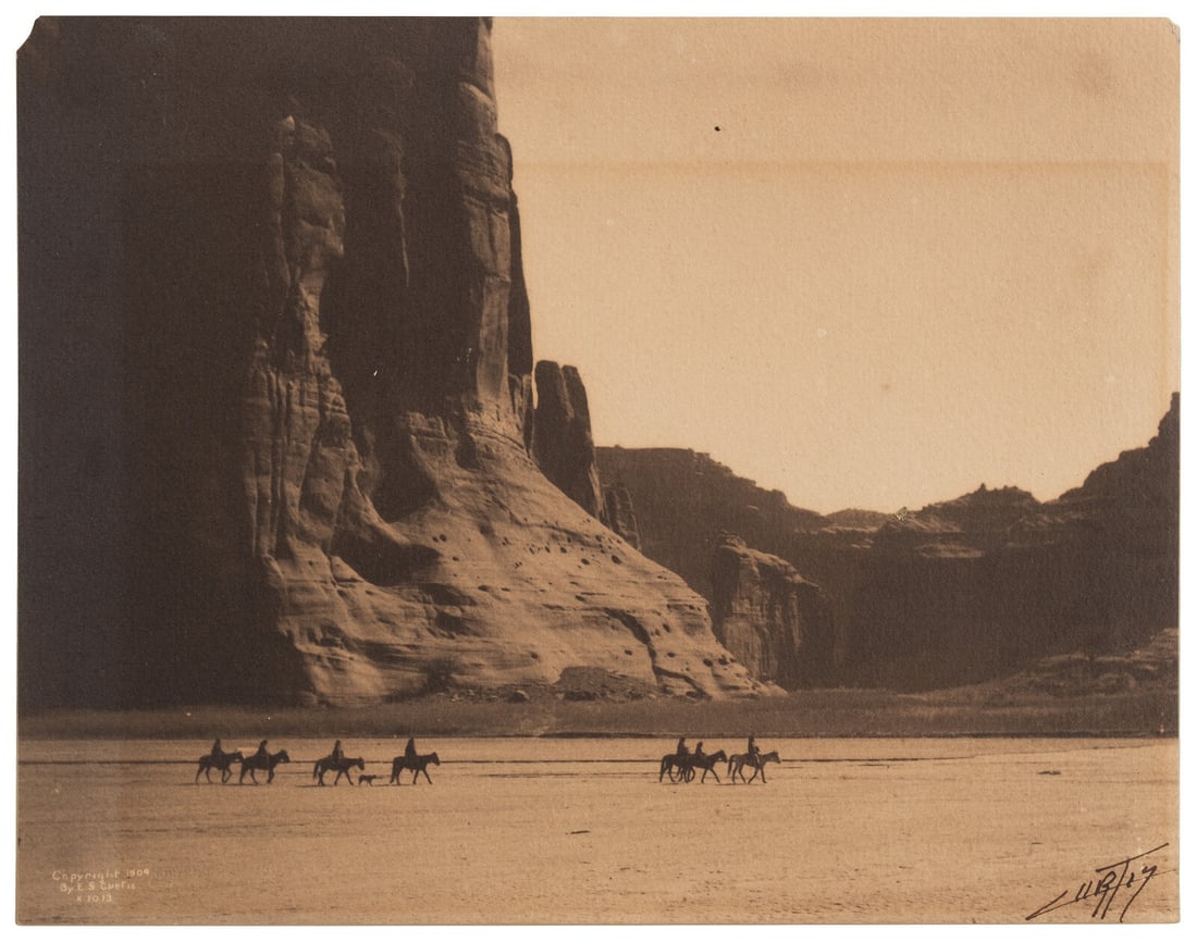 Edward S. Curtis (American, 1868-1952) Canon de Chelly - Navaho: Edward S. Curtis (American, 1868-1952) Canon de Chelly - Navaho platinum print 1909 copyright; signed lower right 8 x 6 1/4 inches This lot is located in Chicago.