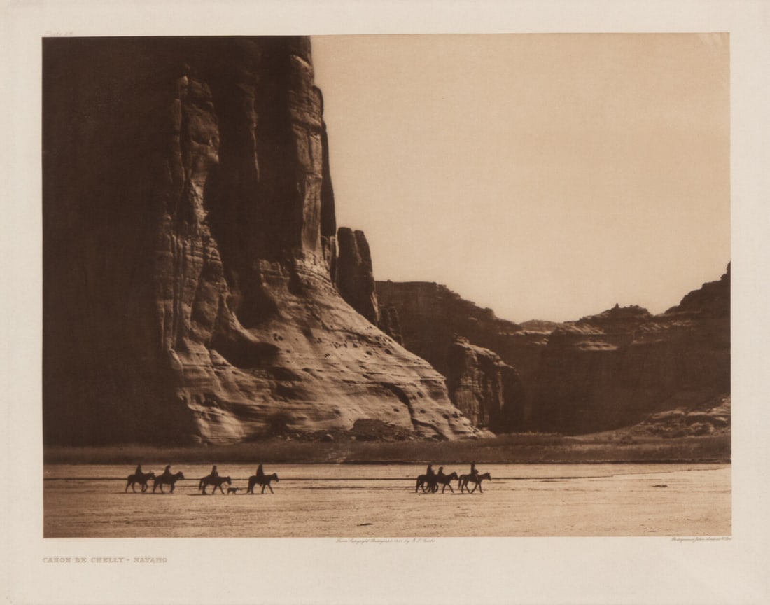 Edward S. Curtis (American, 1868-1952) Canon de Chelly. - Navaho, Plate 28: Edward S. Curtis (American, 1868-1952) Canon de Chelly. - Navaho, Plate 28 photogravure 1904, from a copyright photograph by E. J. Curtis. Printed by John Andrew & Sons (sight) 14 x 17-3/4
