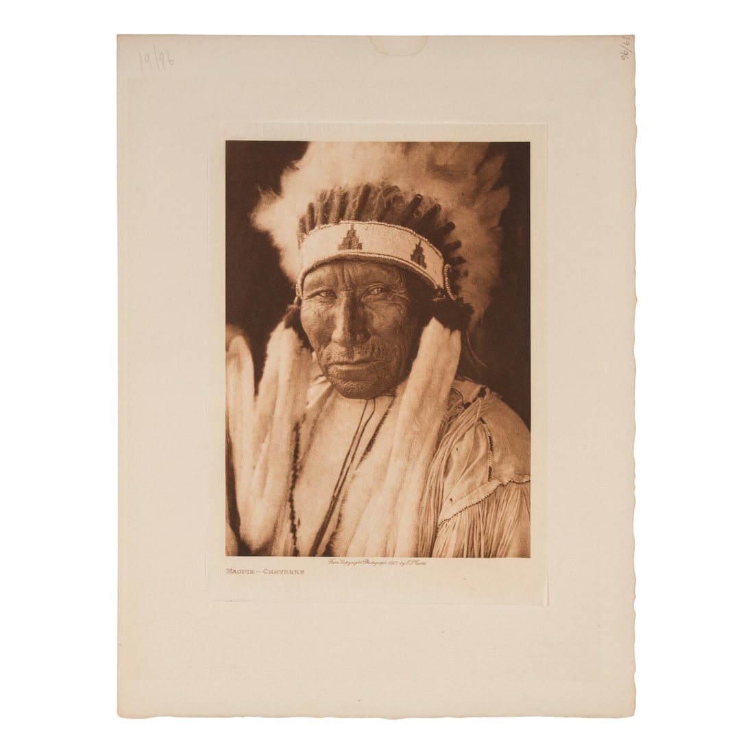 Edward Curtis (1868-1952) Photogravures Documenting the Cheyenne: Edward Curtis (1868-1952) Photogravures Documenting the Cheyenne lot of 17 photogravures with 1910-1927 copyright dates, images approx. 7 1/4 x 5 1/4 in. (12 1/2 x 9 1/2 in. sheet), includes: 7