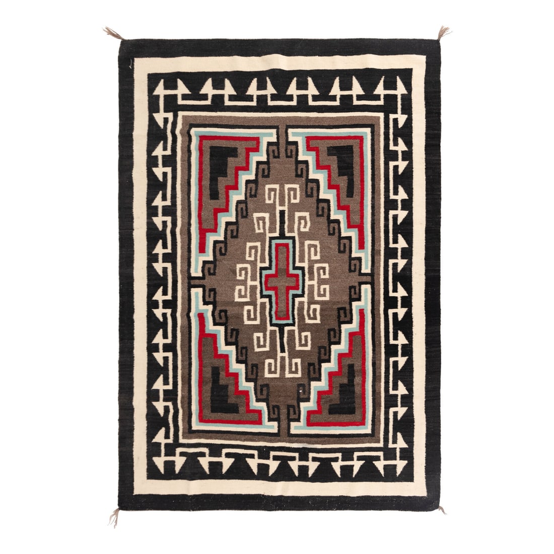 Navajo Two Grey Hills Weaving, with Turquoise Highlights [Rug] (1 of 2)