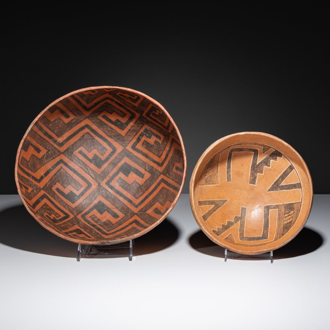 Ancestral Pueblo, Homolovi Black-on-Orange Polychrome AND St. Johns Black-on-Red Pottery Bowls (1 of 4)