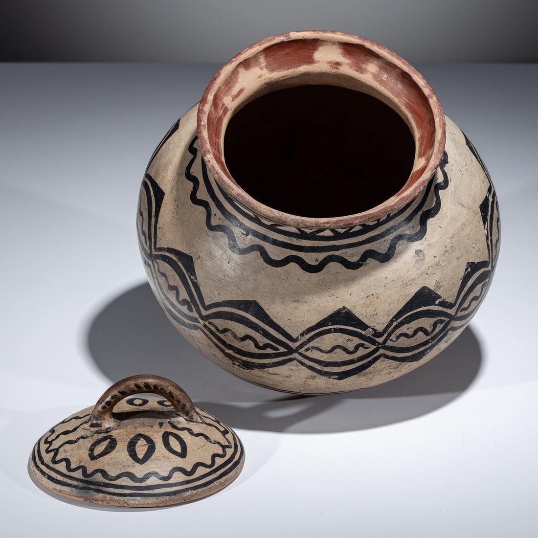 Tesuque Lidded Pottery Jar - 5