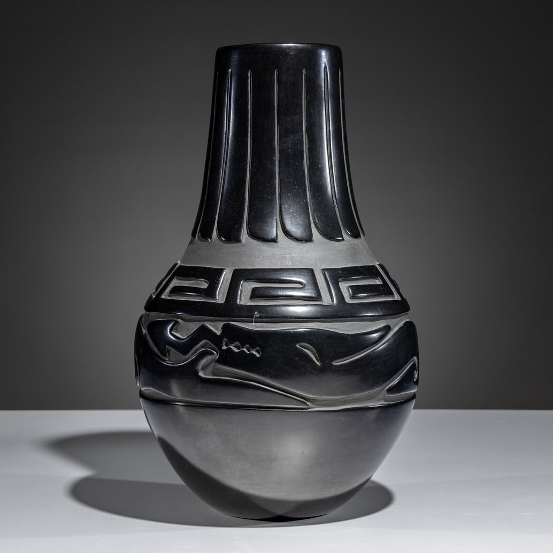 Elizabeth Naranjo (Santa Clara, 1929-2017) Carved Blackware Vase, with Avanyu (1 of 4)