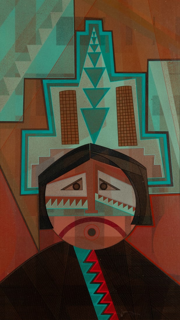 Helen Hardin, Tsa-Sah-Wee-Eh (Santa Clara, 1943-1984) untitled, Butterfly Maiden: Helen Hardin, Tsa-Sah-Wee-Eh (Santa Clara, 1943-1984) untitled, Butterfly Maiden acrylic on board (sight) 23-3/8 x 13-1/2 inches; (framed) 33-5/8 x 23-1/4 inches