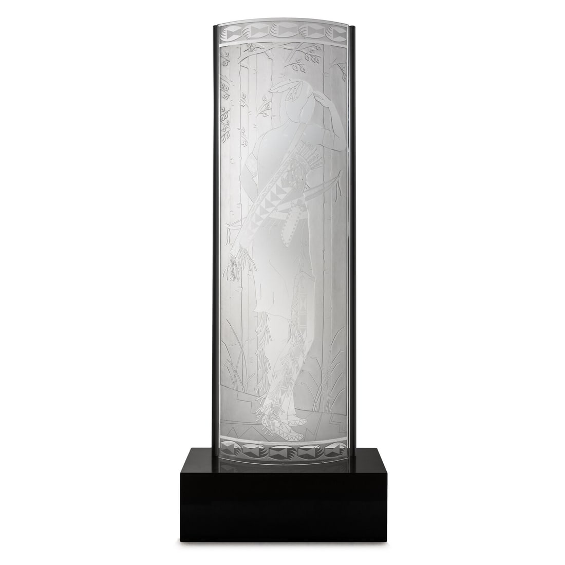 Tammy Garcia (Santa Clara, b. 1969) Out of Sight: Tammy Garcia (Santa Clara, b. 1969) Out of Sight etched glass panel signed and editioned 3/7 lower right total height 92 inches x width 24 inches Property from the Collection of Dr. Deane and Susan