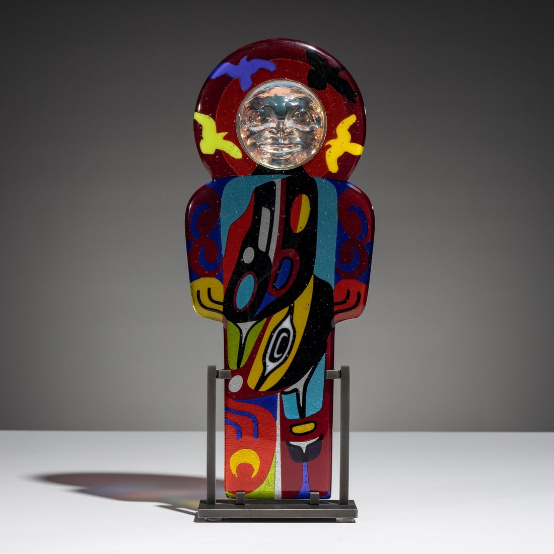 Marvin Oliver (Quinault-Isleta, 1949-2019) Shaman Tells the Raven's Tale, 2007: Marvin Oliver (Quinault-Isleta, 1949-2019) Shaman Tells the Raven's Tale, 2007 fused glass sculpture signed, dated, and editioned 46/100 on reverse height 13-1/4 inches x width 5-1/2 inches 