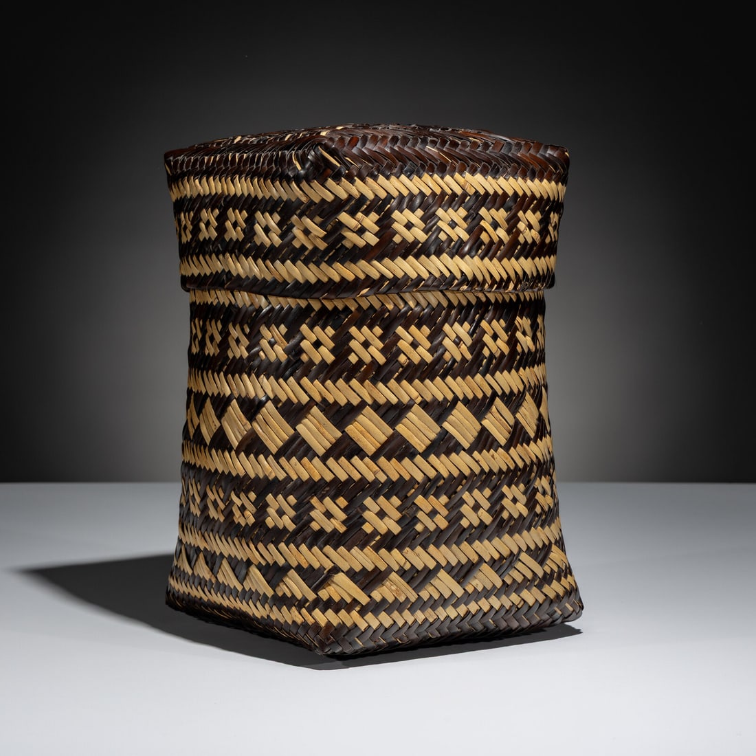 Rowena Bradley (Cherokee, 1922-1923) Double-Walled River Cane Lidded Basket (1 of 6)