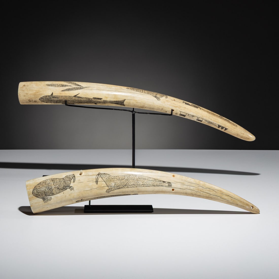 Alaskan Native Scrimshawed Cribbage Boards - 2