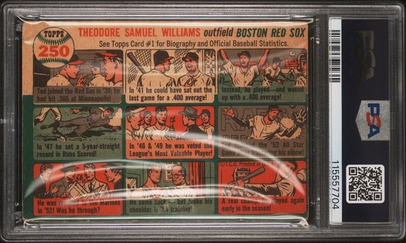 A 1954 Topps Ted Williams Baseball Card No. 250 (PSA 2 GOOD) from The Collection of David Eisenhower - 2
