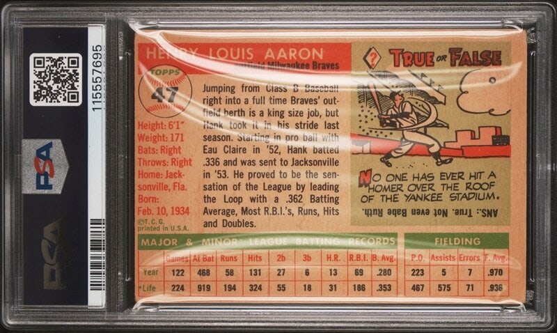 A 1955 Topps Hank Aaron Baseball Card No. 47 (PSA 2 GOOD) from The Collection of David Eisenhower - 2