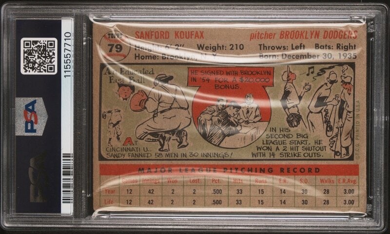 A 1956 Topps Sandy Koufax Baseball Card No. 79 (PSA 3 VG) from The Collection of David Eisenhower - 2