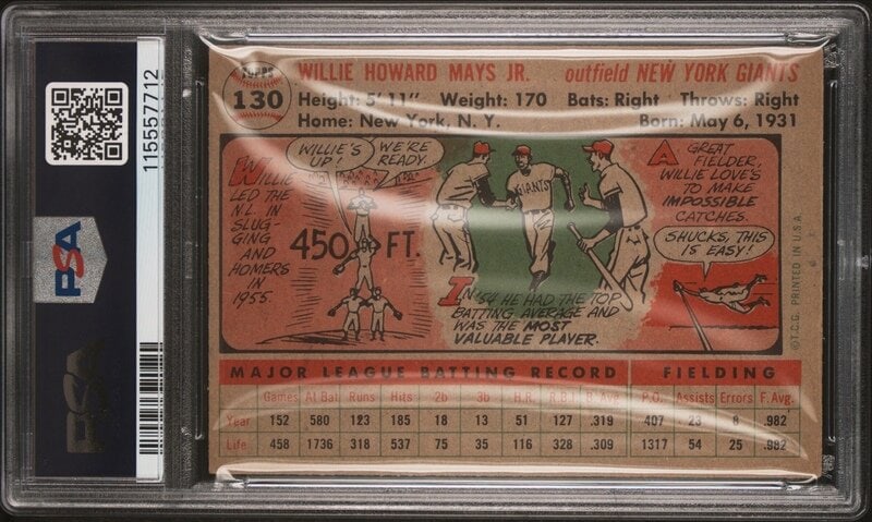 A 1956 Topps Willie Mays Baseball Card No. 130 (PSA 4 VG-EX) from The Collection of David Eisenhower - 2
