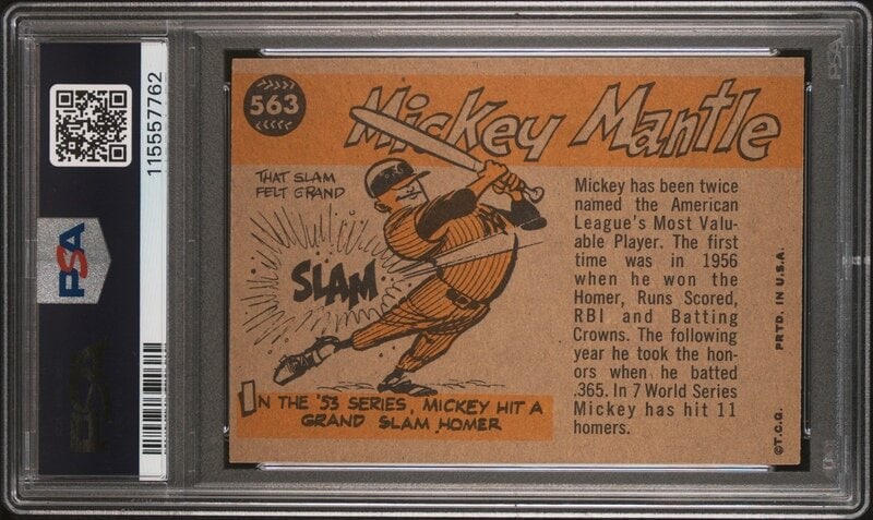 A 1960 Topps Mickey Mantle All Star Baseball Card No. 563 (PSA 7 NM) from The Collection of David Ei - 2