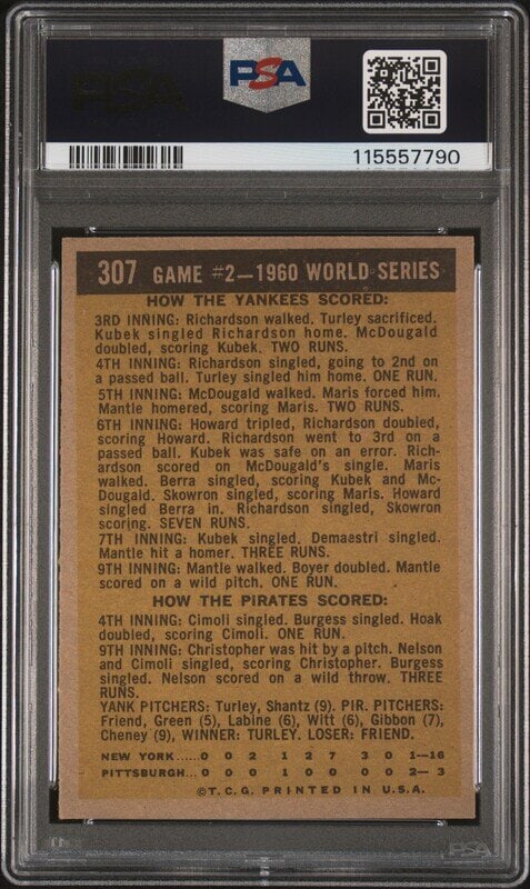 A 1961 Topps Mickey Mantle World Series Baseball Card No. 307 (PSA 6 EX-MT) from The Collection of D - 2