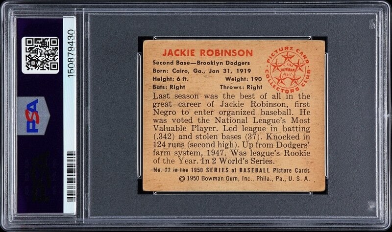 A 1950 Bowman Jackie Robinson Baseball Card No. 22 (PSA 2 GOOD) - 2