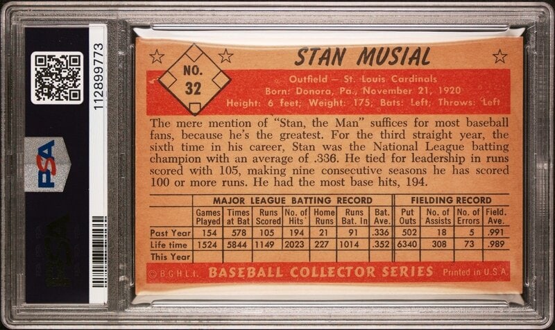 A 1953 Bowman Color Stan Musial Baseball Card No. 32 (PSA 4 VG-EX) - 2