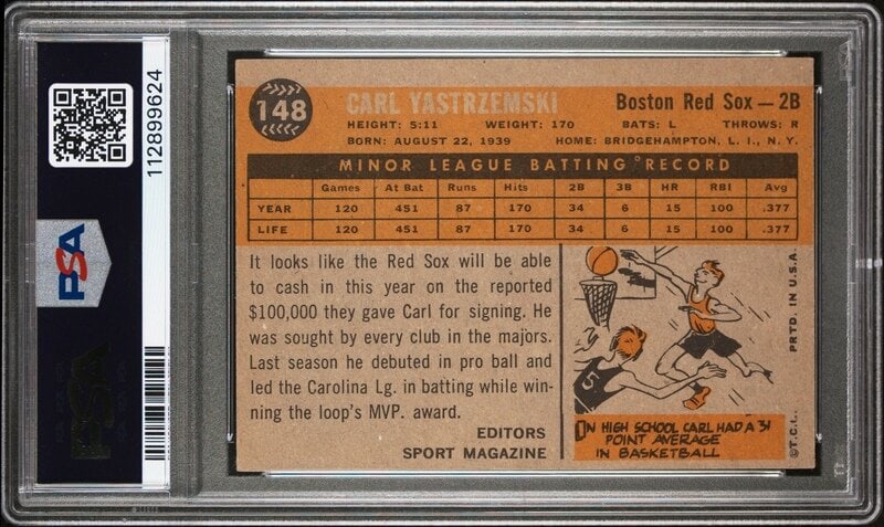 A 1960 Topps Carl Yastrzemski Rookie Baseball Card No. 148 (PSA 6 EX-MT) - 2