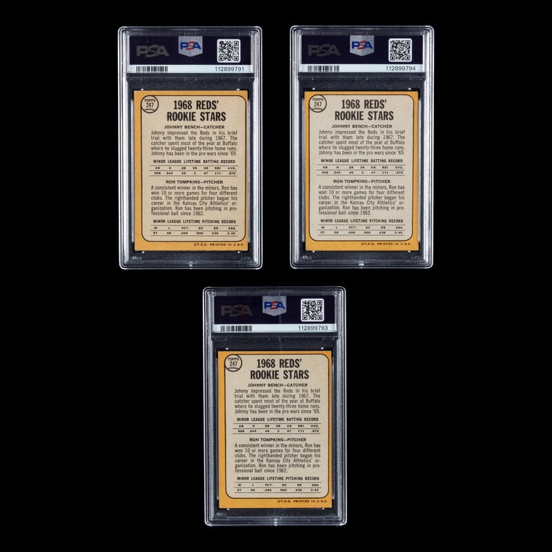 A Collection of PSA Graded 1968 Topps Johnny Bench Rookie Baseball Cards No. 247 - 2