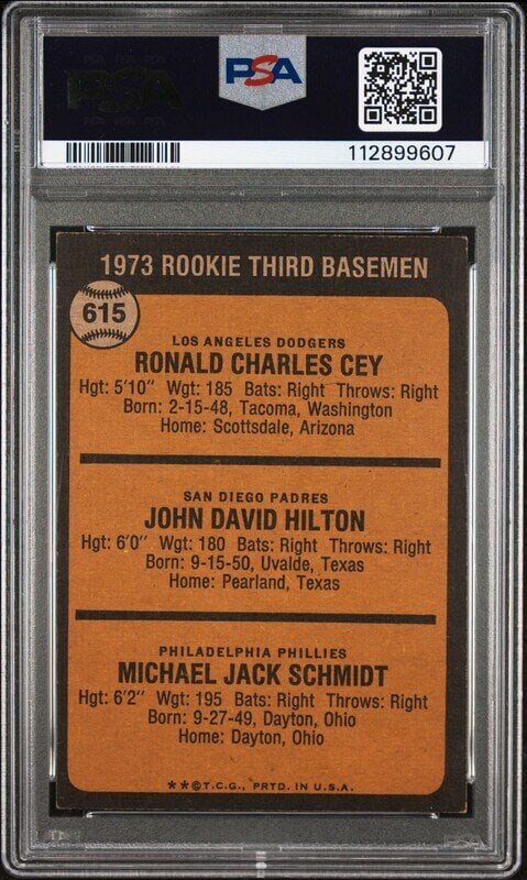 A 1973 Topps Mike Schmidt Rookie Baseball Card No. 615 (PSA 5 EX) - 2