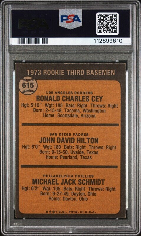 A 1973 Topps Mike Schmidt Rookie Baseball Card No. 615 (PSA 4 VG-EX) - 2