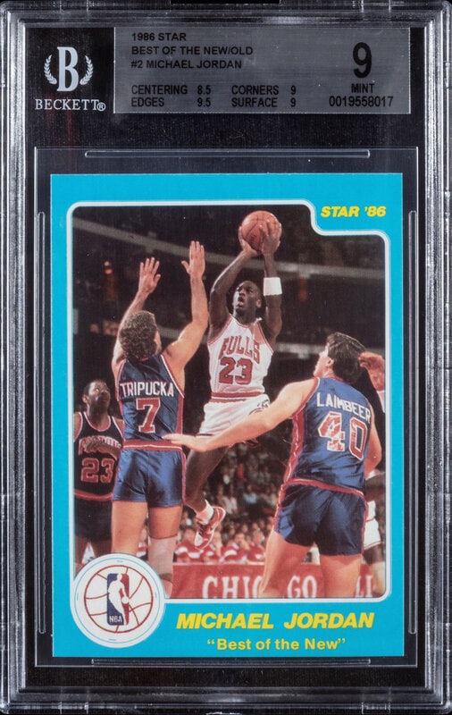 A 1986 Star Best Of The Old, Best Of The New Basketball Card Set Featuring Michael Jordan Card No. 2: A 1986 Star Best Of The Old, Best Of The New Basketball Card Set Featuring Michael Jordan Card No. 2 (BGS 9 MINT) This lot is located in Chicago. 