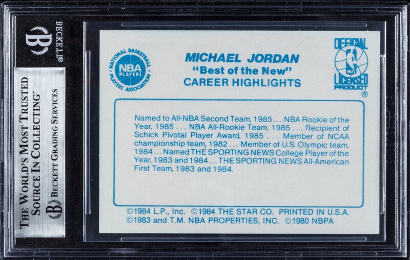 A 1986 Star Best Of The Old, Best Of The New Basketball Card Set Featuring Michael Jordan Card No. 2 - 2
