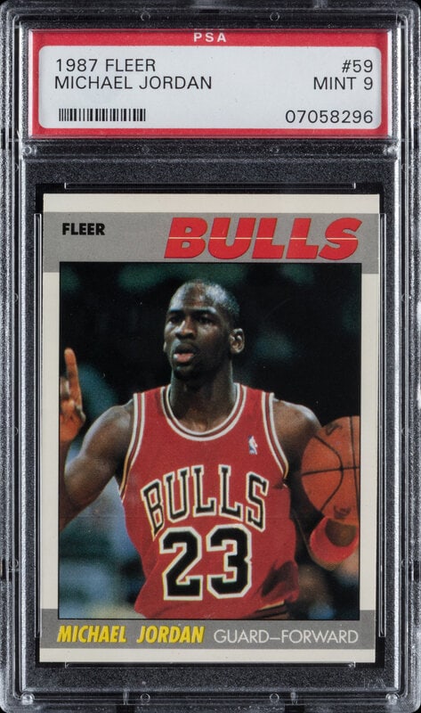 A 1987 Fleer Michael Jordan Basketball Card (PSA 9 MINT): A 1987 Fleer Michael Jordan Basketball Card (PSA 9 MINT) This lot is located in Chicago.