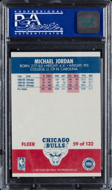 A 1987 Fleer Michael Jordan Basketball Card (PSA 9 MINT) - 2