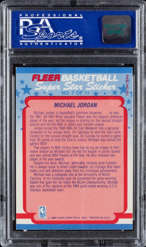 A 1988 Fleer Michael Jordan Sticker (PSA ST 8 NM-MT ) - 2