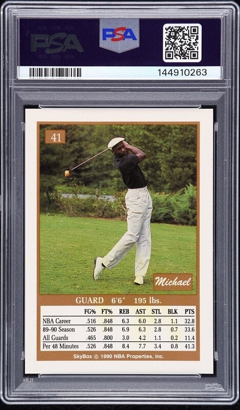 A 1990 Skybox Michael Jordan Signed Autograph Basketball Card No. 41 (PSA 9 MINT AUTO) - 2