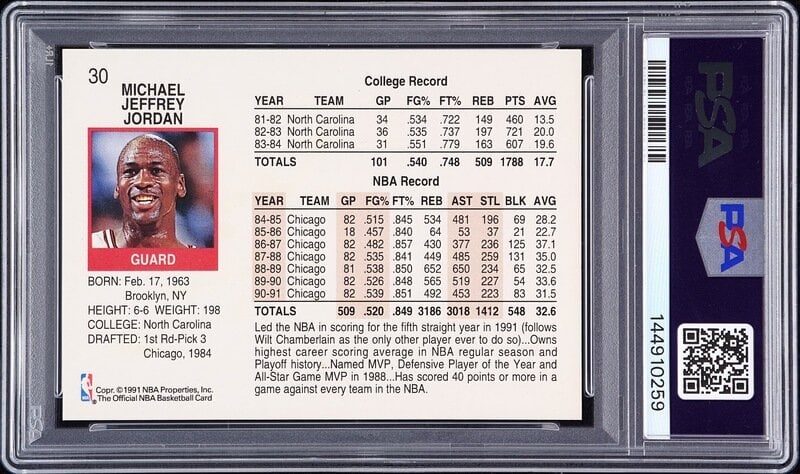 A 1991 Hoops Michael Jordan Signed Autograph Basketball Card No. 30 (PSA 7 AUTO) - 2