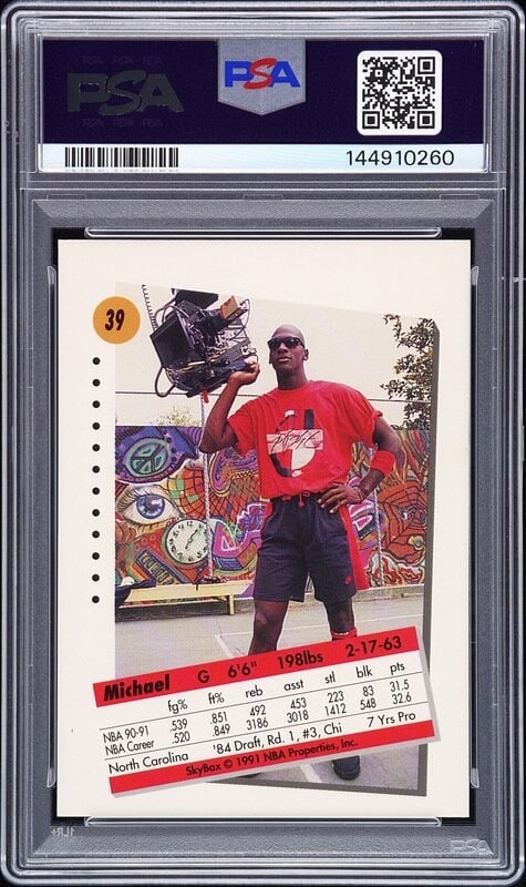 A 1991 Skybox Michael Jordan Signed Autograph Basketball Card No. 39 (PSA 7 AUTO) - 2
