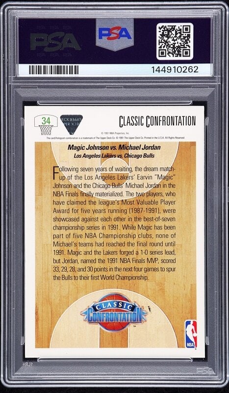 A 1991 Upper Deck Michael Jordan Signed Autograph Basketball Card No. 34 (PSA 9 MINT AUTO) - 2