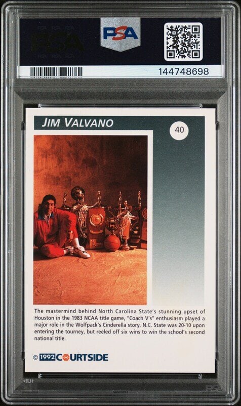 A 1992 Courtside Flashbacks Jim Valvano Signed Autograph North Carolina State Basketball Card (PSA 1 - 2