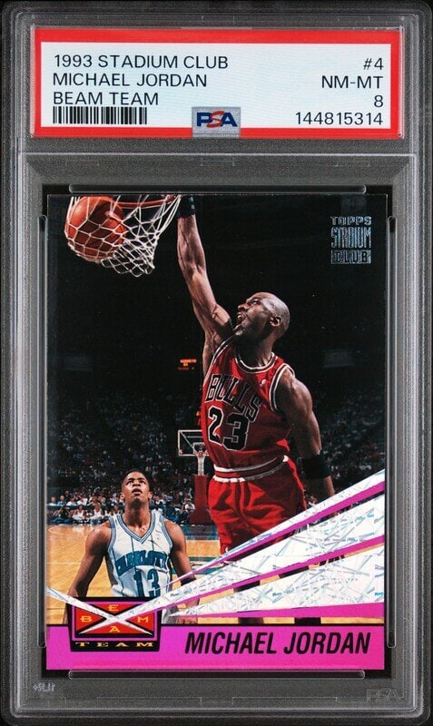 A 1993 Topps Stadium Club Michael Jordan Beam Team Basketball Card No. 4 (PSA 8 NM-MT): A 1993 Topps Stadium Club Michael Jordan Beam Team Basketball Card No. 4 (PSA 8 NM-MT) 